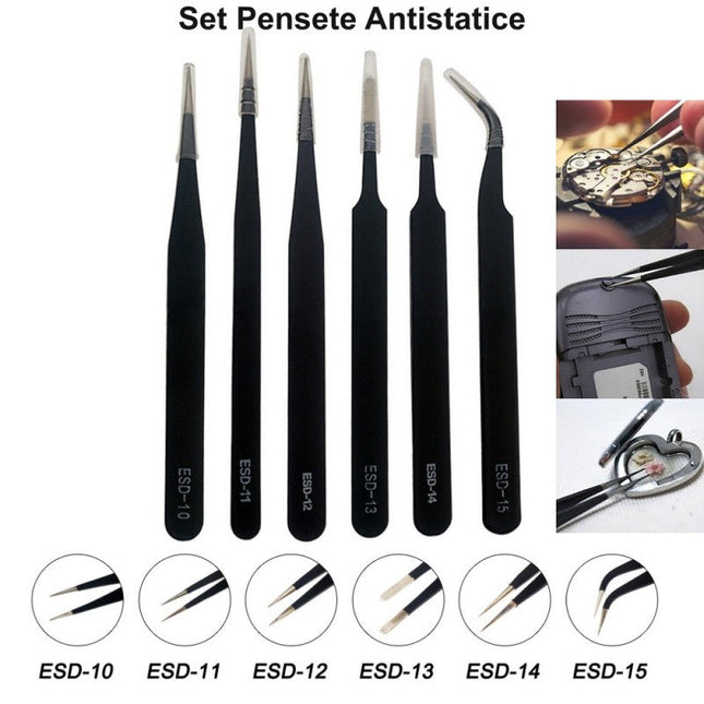 Set pensete fine antistatic ESD 6buc