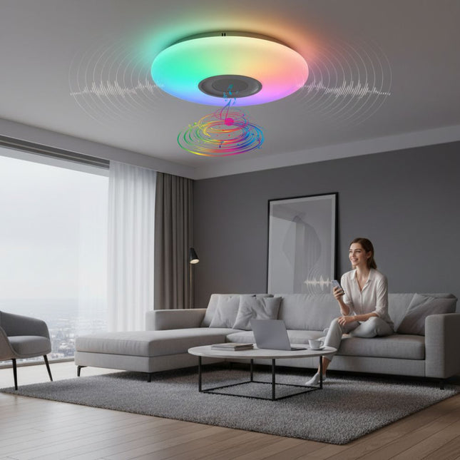Plafoniera LED SMART cu muzica, Ø390, 24W, RGB+W