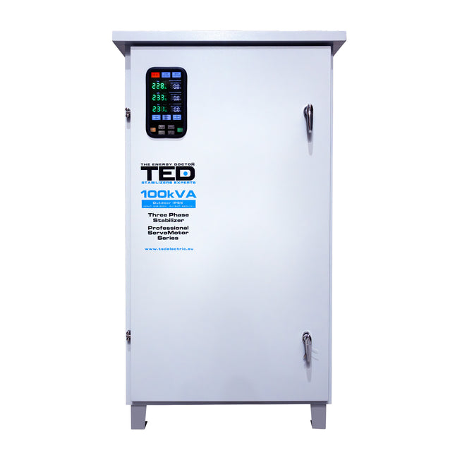 Stabilizator retea maxim 100KVA-SVC cu servomotor trifazat-trifazat pentru exterior IP65 TED007520