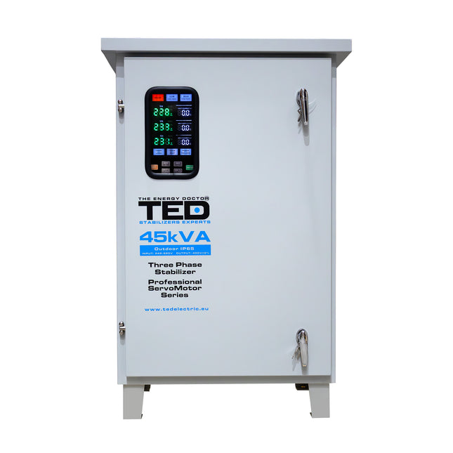 Stabilizator retea maxim 45KVA-SVC cu servomotor trifazat-trifazat pentru exterior IP65 TED007483