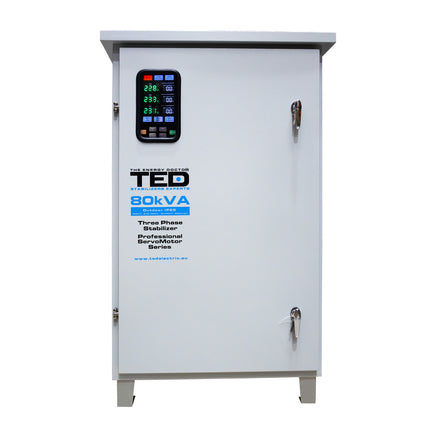 Stabilizator retea maxim 80KVA-SVC cu servomotor trifazat-trifazat pentru exterior IP65 TED007513