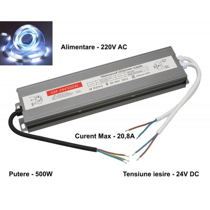 Sursa alimentare slim IP 67 500W 24V 8A