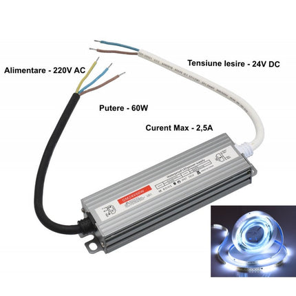 Sursa alimentare slim IP67 60W 24V 5A