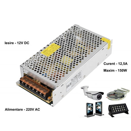 Sursa metalica alimentare 220V 12V 150W 5A