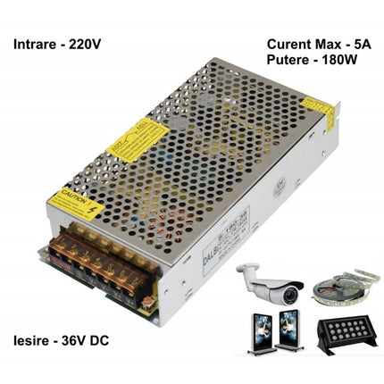Sursa metalica alimentare 220V 36V 180W 5A