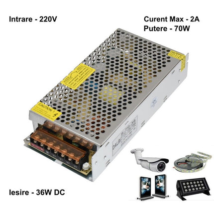 Sursa metalica alimentare 70W-2A 220V 36V 70W 2A