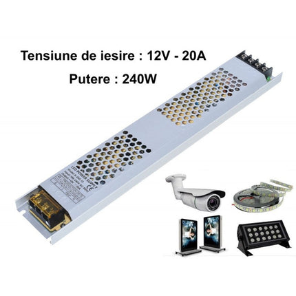 Sursa alimentare slim 240W 12V 20A