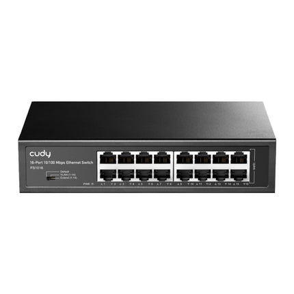 Switch Cudy FS1016, 16 porturi 10/100 Mbps, metal, rackabil, moduri VLAN/Extend