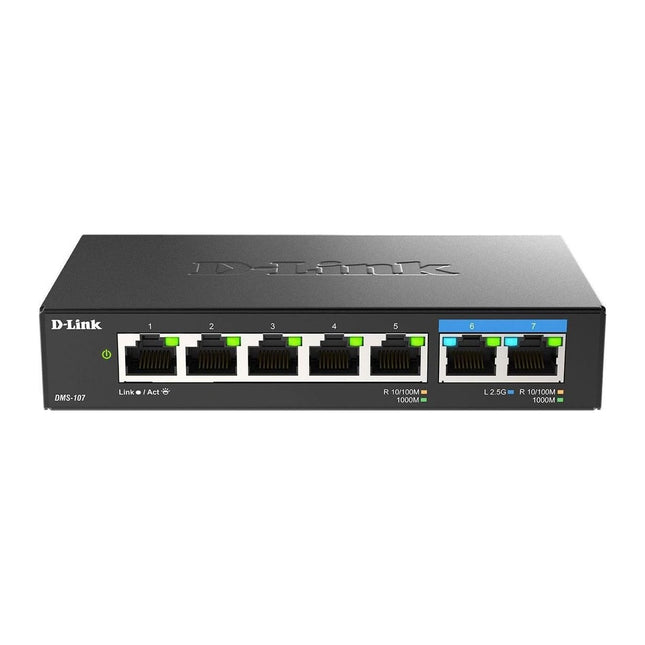 Switch multi-gigabit D-Link DMS-107, 5 porturi Gigabit + 2 porturi 2.5G, fara ventilator