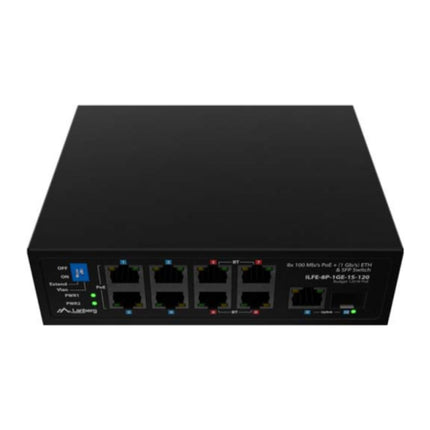 Switch PoE Lanberg ILFE-8P-1GE-1S-120, 8 porturi PoE (4x PoE+ + 4x PoE++) 120 W, uplink Gigabit + SFP