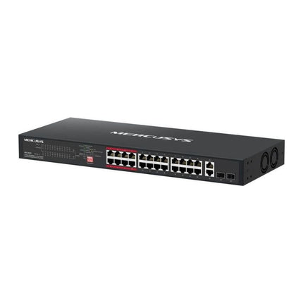 Switch PoE rackabil Mercusys MS126CP, 24 porturi 10/100 PoE+ 293 W + 2 Gigabit + 2 SFP, 1U - imagine 4