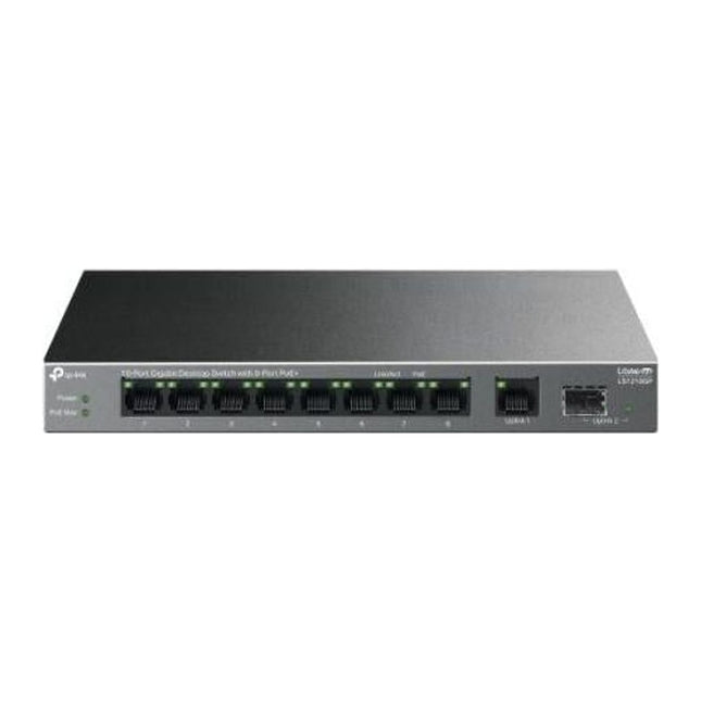 Switch PoE TP-Link LiteWave LS1210GP, 10 porturi Gigabit, 8x PoE+ 61 W, 1 slot SFP