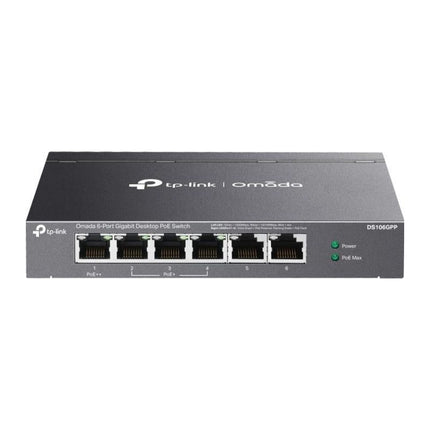 Switch PoE TP-Link Omada DS106GPP, 6 porturi Gigabit, 3x PoE+ + 1x PoE++ 64 W, desktop