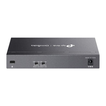 Switch PoE TP-Link Omada DS106GPP, 6 porturi Gigabit, 3x PoE+ + 1x PoE++ 64 W, desktop - imagine 3