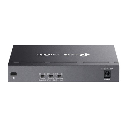 Switch PoE TP-Link Omada DS106P, 6 porturi 10/100 Mbps, 4x PoE+ 67 W, desktop metal - imagine 3