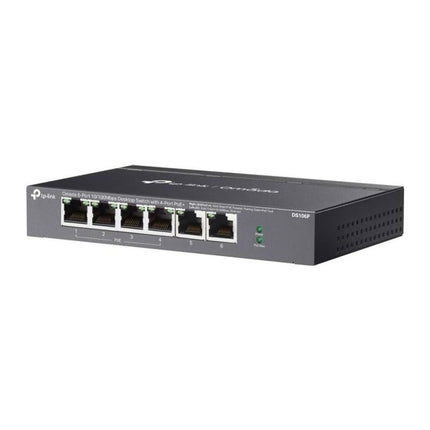 Switch PoE TP-Link Omada DS106P, 6 porturi 10/100 Mbps, 4x PoE+ 67 W, desktop metal - imagine 4