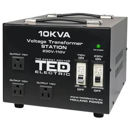 Transformator de tensiune, Convertor de la 220V la 110V si Reversibil 10KVA  8000W cu Carcasa si Regleta, TED Electric TED000231