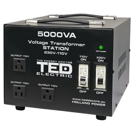 Transformator de tensiune, Convertor de la 220V la 110V si Reversibil 5000VA 4000W cu Carcasa si Regleta, TED Electric TED000255