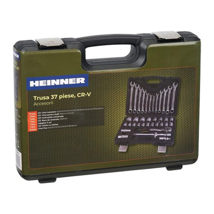 Trusa chei tubulare si chei fixe Heinner CTSM013, 37 piese, 1/2", crom-vanadiu