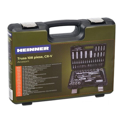 Trusa de chei tubulare Heinner CTSM011, 108 piese, 1/4 inch si 1/2 inch, crom-vanadiu - imagine 3