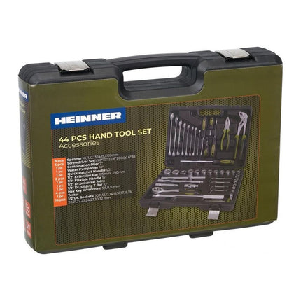 Trusa de scule Heinner CTSM014, 44 piese, chei tubulare 1/2", chei fixe, surubelnite, patent, crom-vanadiu