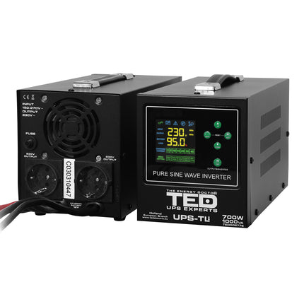UPS 1000VA/700W runtime extins LiFePO4 utilizeaza un acumulator (neinclus) TED Electric - TED006776