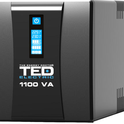UPS 1100VA 600W cu Stabilizator si Management, 4x Schuko, Ecran LCD si 2x Acumulator 12V 7Ah, TED Electric TED004628
