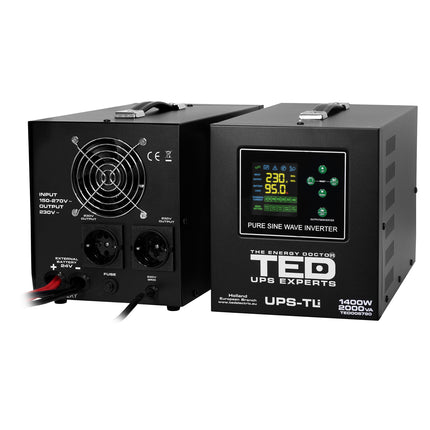 UPS 2000VA/1400W runtime extins LiFePO4 utilizeaza doi acumulatori (neinclusi) TED Electric - TED006790