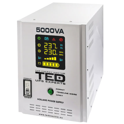 UPS 5000VA/3500W runtime extins utilizeaza doi acumulatori (neinclusi) TED Electric - TED001689