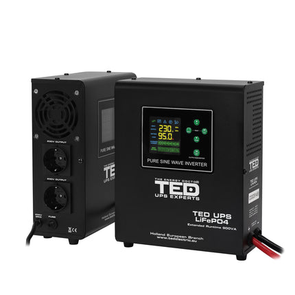 UPS 900VA/500W runtime extins LiFePO4 utilizeaza un acumulator (neinclus) WALL TED Electric - TED006653
