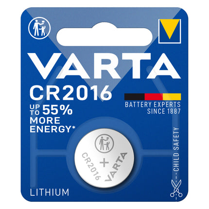 Baterie Litiu 3V CR2016 90mAh, Dimensiuni 20 x 1.6 mm Varta Blister 1