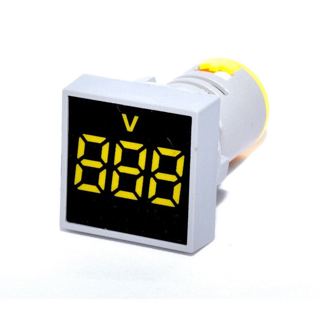 Voltmetru patrat panou 22mm culoare galben