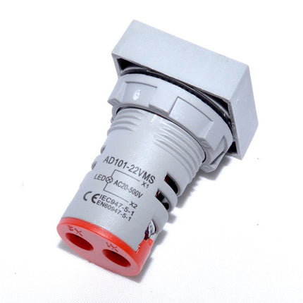 Voltmetru patrat panou 22mm culoare rosu