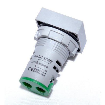 Voltmetru patrat panou 22mm culoare verde