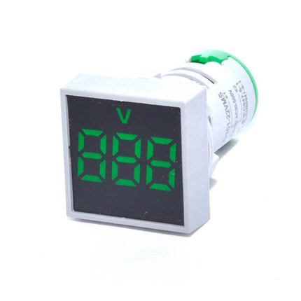 Voltmetru patrat panou 22mm culoare verde
